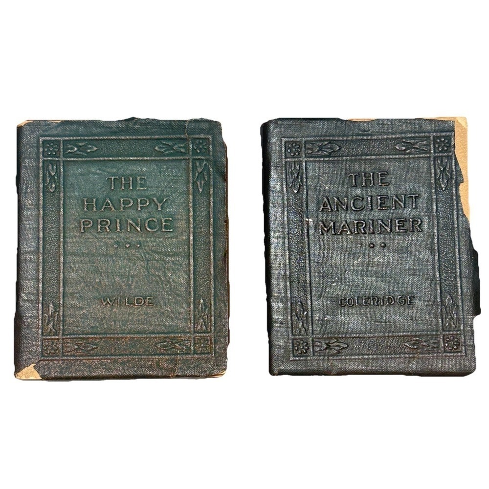 Antique Mini Little Leather Library Books Wilde Happy Prince Coleridge Mariner - Picture 2 of 10